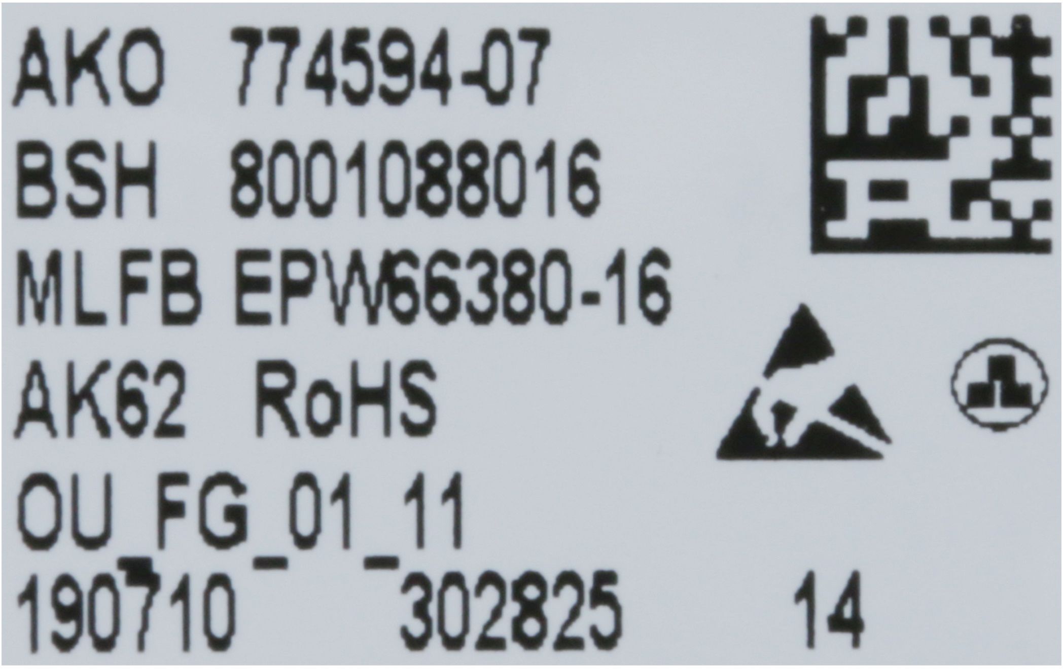 Bedienmodul programmiert SW PT TE54GA VT0003 BMUP 11003952 (BD-10002954)