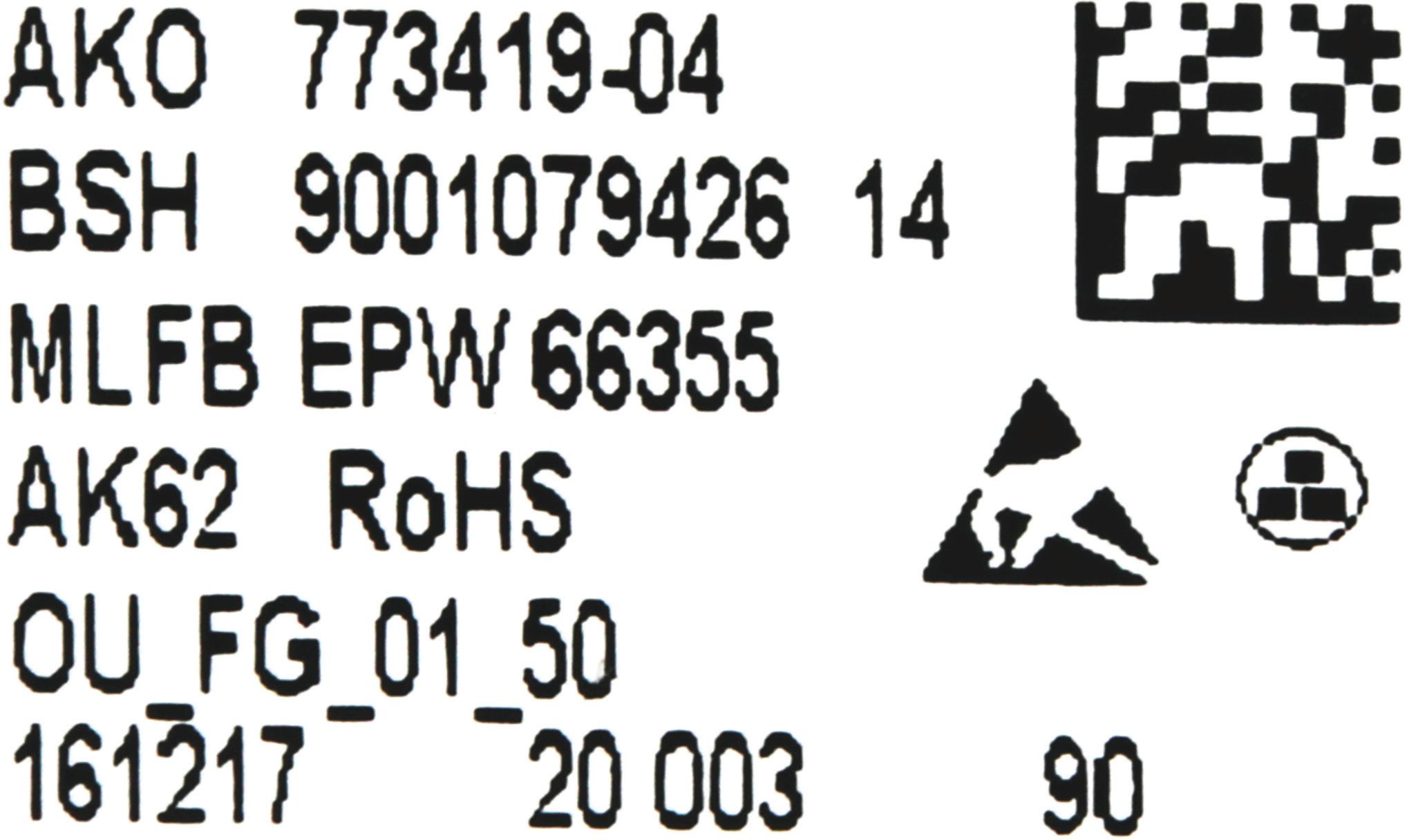 Bedienmodul programmiert TE56A VT0002 - V02 7kg Vx- G-Cont ADPU (BD-10001002)