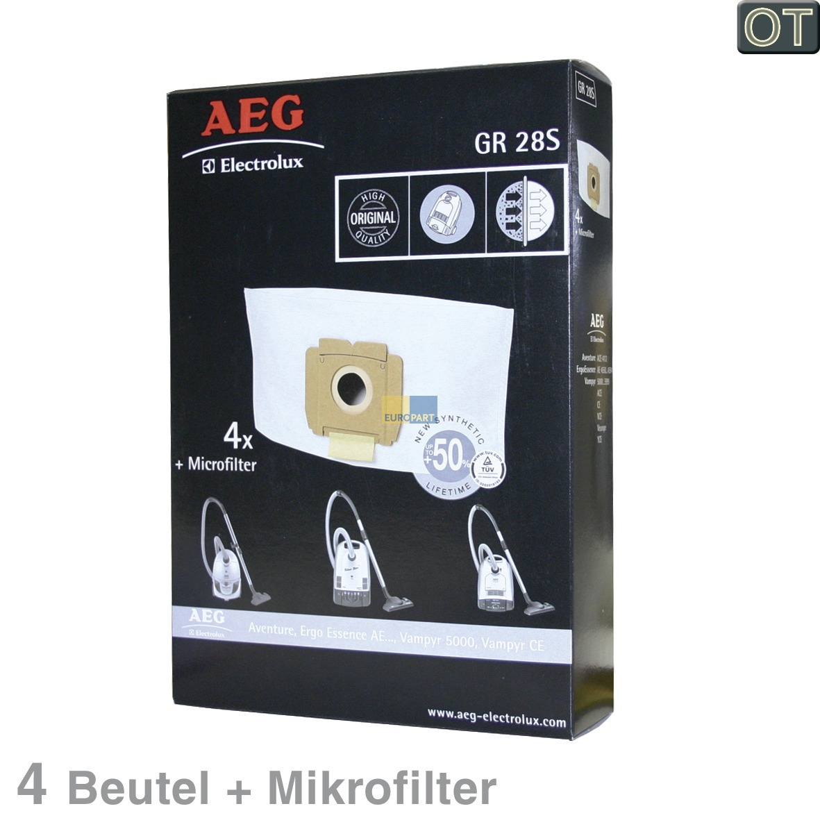 Filterbeutel AEG Gr-28s Electrolux 900256542-3 4 Stk (KD-9002565423)