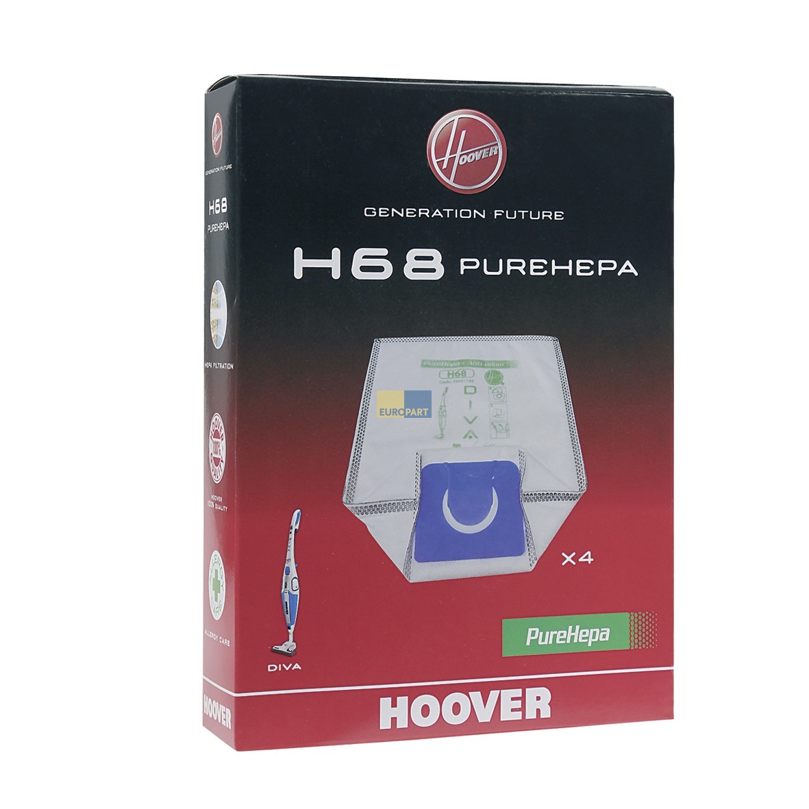 Filterbeutel HOOVER 35601148 H68 für Staubsauger 4Stk (KD-35601915)