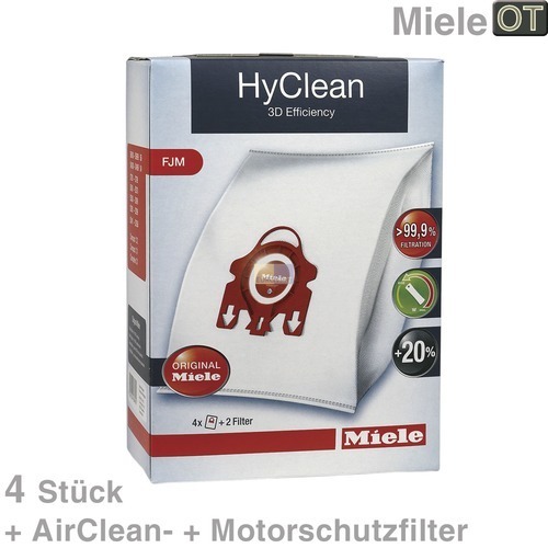 Filterbeutel Miele 9917710 F-J-M HyClean für Bodenstaubsauger 4Stk + Filtermatten (KD-9917710)