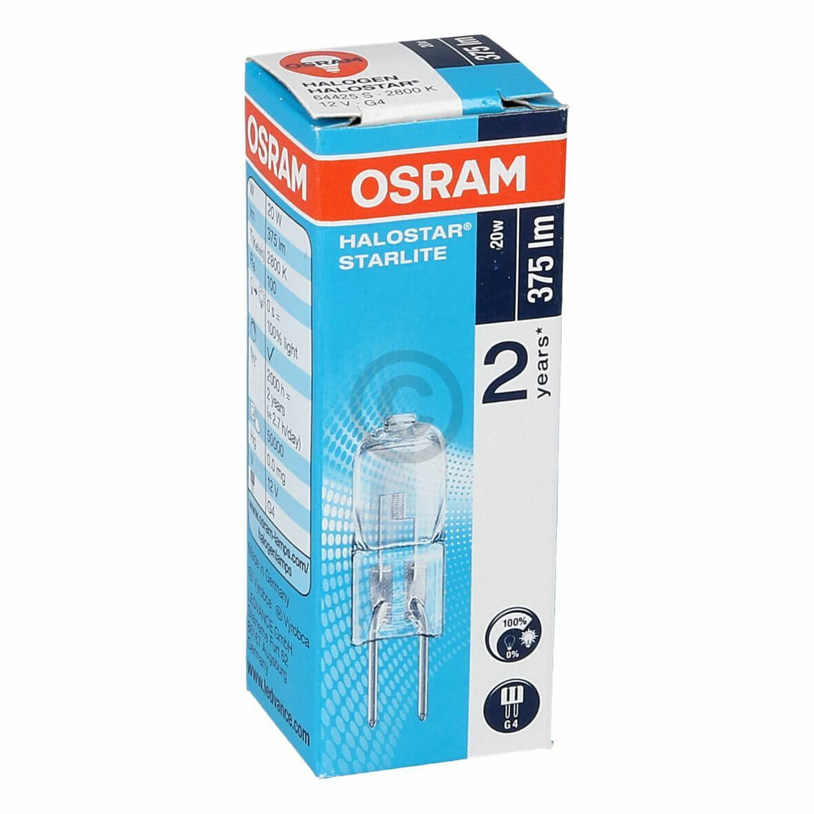 Halogenlampe G4 20W 12V 300-C smeg  f�r Backofen (KD-824610532)