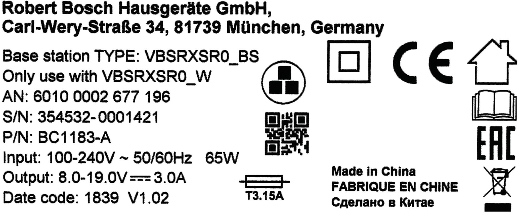 Ladeger�t Basisstation XSR0 (BD-12025763)